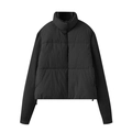 Chaqueta acolchada negra para mujer con mangas de punto y cuello alto de moda - XS / Negro