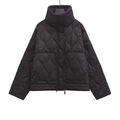 Giacca trapuntata nera da donna con collo alto e tasche grandi con cuciture a onde - XS / Nero