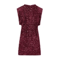 Elegantes ärmelloses weinrotes Pailletten-Minikleid mit Schulterpolstern für Partys - Burgunderrot