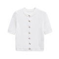 Gilet en maille blanche à manches courtes avec boutons en métal nœud argenté - S / Blanc