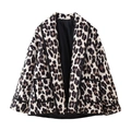 Women's trendy leopard print quilted jacket with black trim and large side pockets - XS / Leopard Padded Jacket Type 1