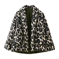 Women's leopard print quilted jacket with green lining and street style fashion design - XS / Leopard Padded Jacket Type 2