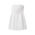 Elegante mini vestido tubo blanco sin tirantes con corte entallado y línea A - S / Blanco