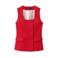 Detailopname van rood vest met dubbele rij knopen en decoratieve klepzakken - XS / Rood Vest