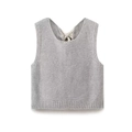 Chaleco de punto gris claro para mujer con lazo en la espalda y dobladillo acanalado - S / Gris
