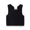 Chaleco de punto azul marino para niñas con detalle de lazo decorativo en la espalda - S / Negro