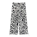Women's 2024 autumn black and white animal print wide-leg trousers with drawstring waist - XS / Black And White Leopard Print Pants