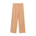Dettaglio di pantaloni a gamba larga marrone chiaro a vita alta con spacco laterale - XS / Bottoms / Cachi