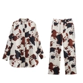 Conjunto chic de dos piezas para mujer con camisa y pantalones con estampado de vaca - XS / Juego