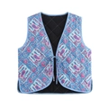 Gesteppte Paisley-Weste mit geometrischem Muster und Bindeband in Blau und Lila - S / Blau Bedruckt