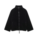 Detail of black fleece jacket showing heavy textured fabric and metal zipper closure - XS / Black