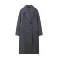 Abrigo largo gris marengo para mujer con doble botonadura y solapas muesca clásicas - XS / gris oscuro
