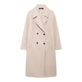 Abrigo largo blanco crema para mujer con doble botonadura y solapas clásicas elegantes - XS / Caqui