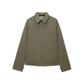 Olive green casual zip-up jacket with turn-down collar and chest pocket design - XS / Green Jacket