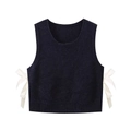 Gilet en maille noir pour femme avec nœuds latéraux élégants et col rond texturé chic - S / Noir
