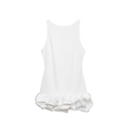 Elegant white sleeveless mini dress featuring a tiered ruffle hem and minimalist crew neck - XS / White