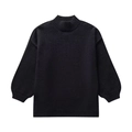 Maglione in maglia nera da donna con collo a lupetto e eleganti maniche a lanterna - S / Nero