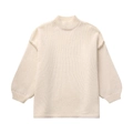 Elegante maglione in maglia bianco crema con collo a lupetto e polsini a costine - S / Bianco Sporco