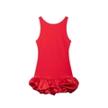 Sleeveless red mini dress with round neck and pleated satin hemline detail - Red