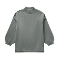 Maglione in maglia verde salvia con collo a lupetto, bordi a coste e maniche ampie - S / Verde Fagiolo