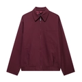 Women's burgundy zip-up jacket with shirt collar and chest pocket in workwear style - XS / Red Blazer
