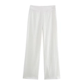 Women's high-waisted wide-leg trousers in white with decorative pocket stitching details - White Pants