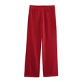 Women's chic high-waisted wide-leg red trousers with side pockets and a tailored fit - Red Pants