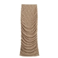 Ensemble jupe moulante kaki élégant avec sequins et texture en maille froncée - S / Jupes / Champagne