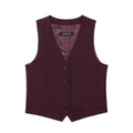 Women's slim fit burgundy V-neck vest with four buttons and professional tailored finish - XS / Wine Red Vest
