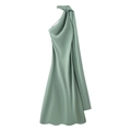 Elegant mint green satin halter neck maxi dress with a drape neckline and backless design - Green