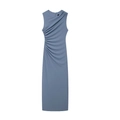 Abito midi senza maniche blu grigio con drappeggio laterale e taglio aderente moderno - XS / Blu Notte