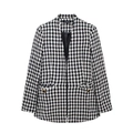 Κλασικό ασπρόμαυρο σακάκι με μοτίβο houndstooth και διακοσμητικά χρυσά κουμπιά - XS / Μαύρο & Λευκό
