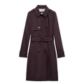 Trench doppiopetto classico slim fit viola scuro con cintura regolabile in vita e spalline - XS / Rosso Scuro