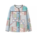 Veste matelassée vintage pour femme avec motifs patchwork floraux et rayures en coton - S / Motif Floral