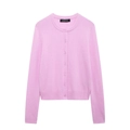 Gilet en maille rose clair classique avec boutonnage simple et col rond élégant - S / Violet