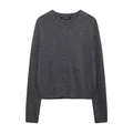 Gilet en maille gris foncé avec col rond et patte de boutonnage en laine mélangée douce - S / gris foncé