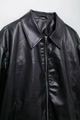 Chaqueta bomber para mujer en cuero sintético negro con cuello de punta y cremallera - XS / Negro