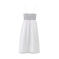 Weißes Kleid mit Smok-Oberteil, Trägern und schwarzer Wellen-Stickerei - XS / Weiß