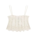 Close-up of white camisole top with floral embroidery and delicate lace details - XS / Camisole Top