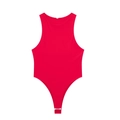 Detailed flat lay of a bright red sleeveless bodysuit with high-cut leg and round neck - Red