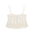 White eyelet lace camisole cropped top with intricate floral embroidery and thin straps - XS / Camisole Top