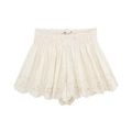 Beige cotton blend shorts with floral lace embroidery and elastic waistband - XS / Embroidered Shorts