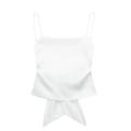 Elegantes weißes Satin-Camisole-Top mit dünnen Trägern und stilvoller Schleife am Rücken - XS / Weiß
