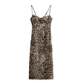 Women's summer leopard print midi dress with slim spaghetti straps and bodycon fit - XS / Leopard Print Cami Dress