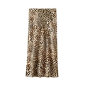 Women's 2024 summer high-waisted leopard print satin midi skirt shown in a flat lay view - XS / Rainbow