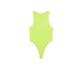 Neon green ribbed halter neck bodysuit with snap closure for a stylish summer look - Fluorescent Green