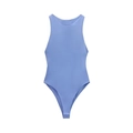Women's summer light blue halter neck sleeveless bodysuit with snap closure - Sky Blue