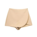 Women's high waist asymmetric skort in beige with wrap design for a modern summer look - Off White