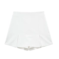 Jupe-short blanche élégante à taille haute en satin pour femme avec plis symétriques - Jupe-culotte Blanche