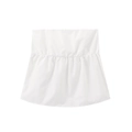 Women's minimalist white elastic waist shirt extender with layered pleated hem - One Size / Bottoms / White